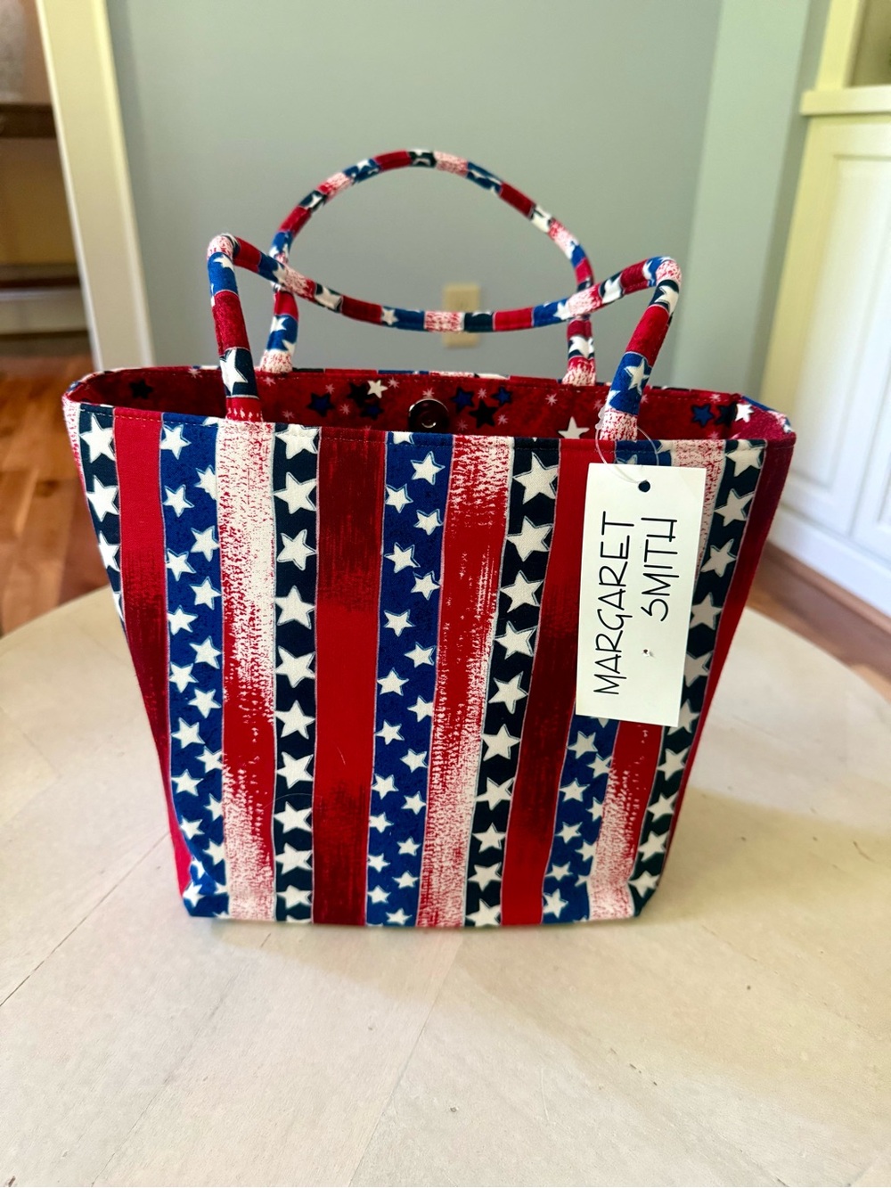 NWT Vintage Margaret Smith Stars Stripes Kathy Cotton Tote ❤️🤍💙